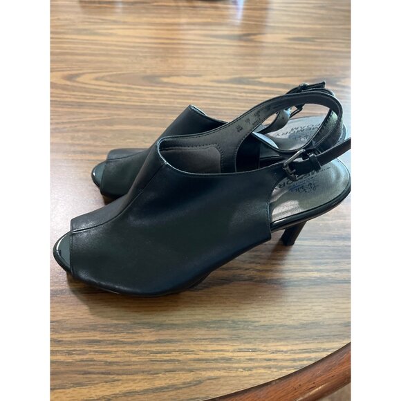 Life Stride Velocity with Memory Foam Apple black peep toe heeled sandals size 9 - Picture 4 of 6